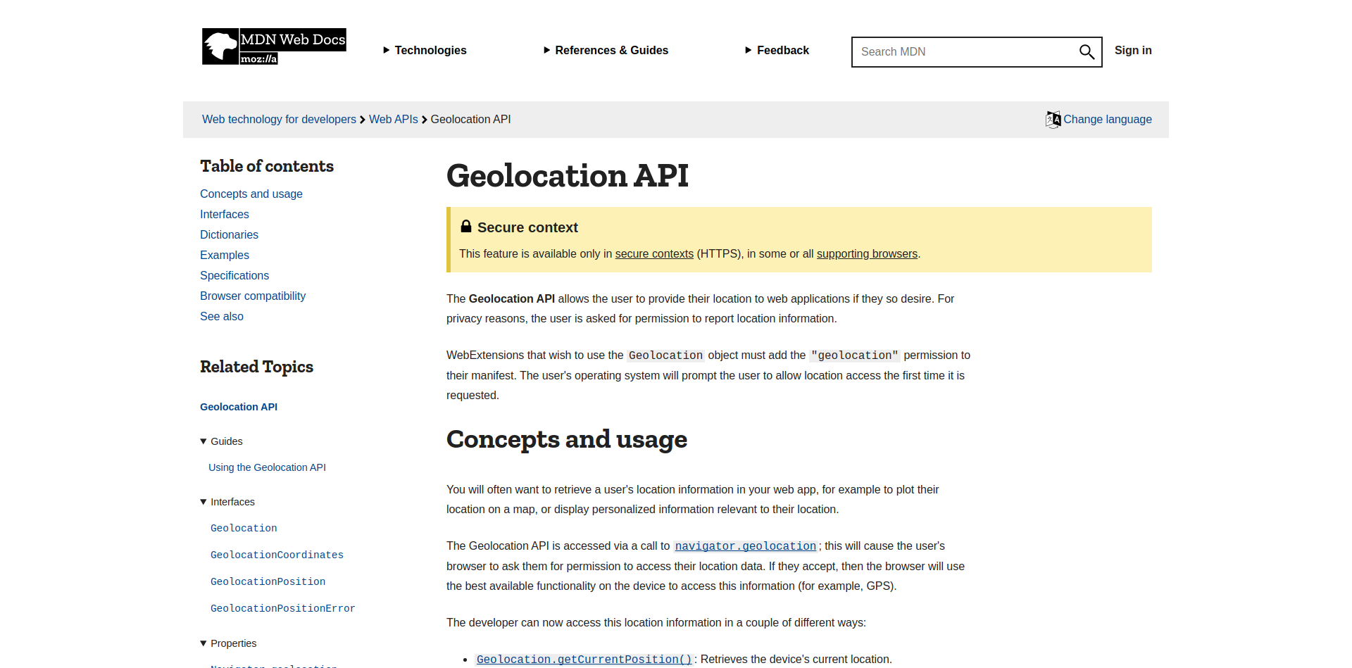 Use the right semantics through geo-localization mozilla-geo-api