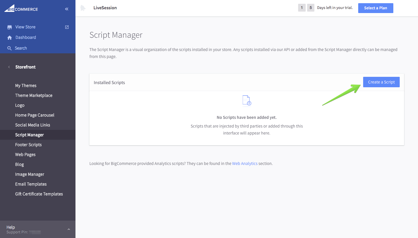 Create a Script BigCommmerce integration