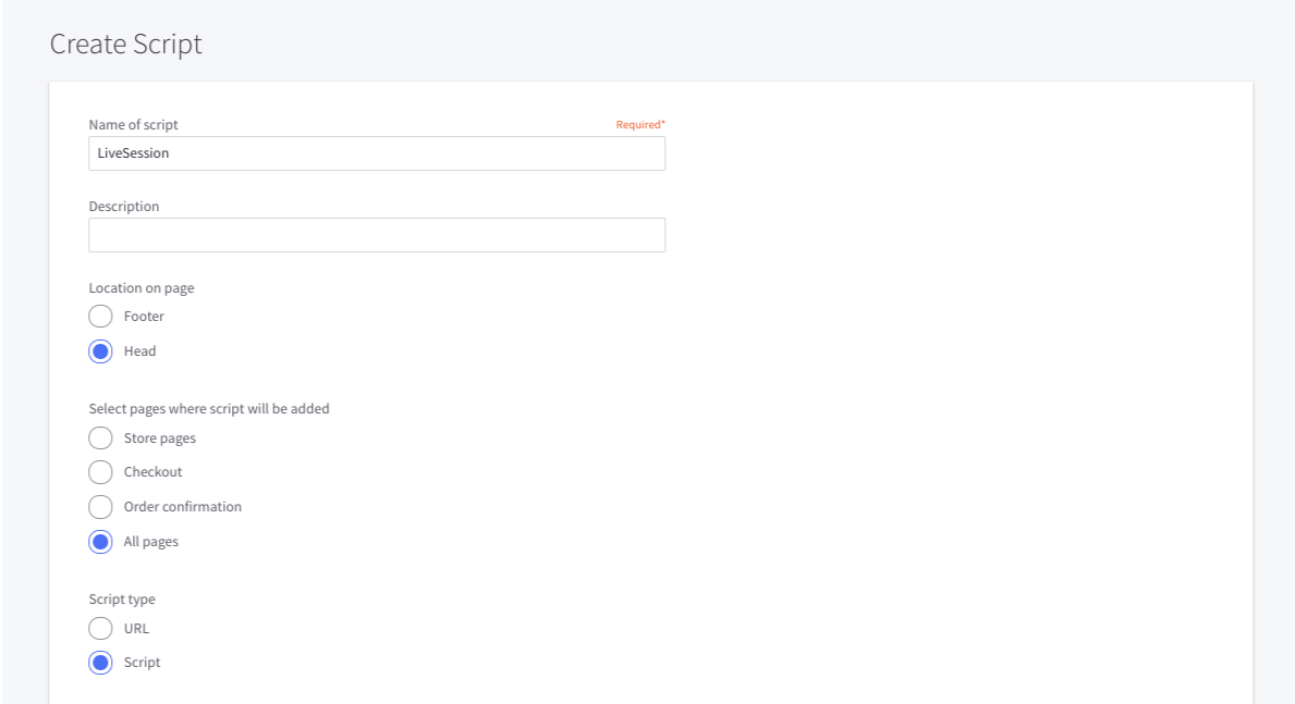 Set up your script and add it BigCommmerce integration