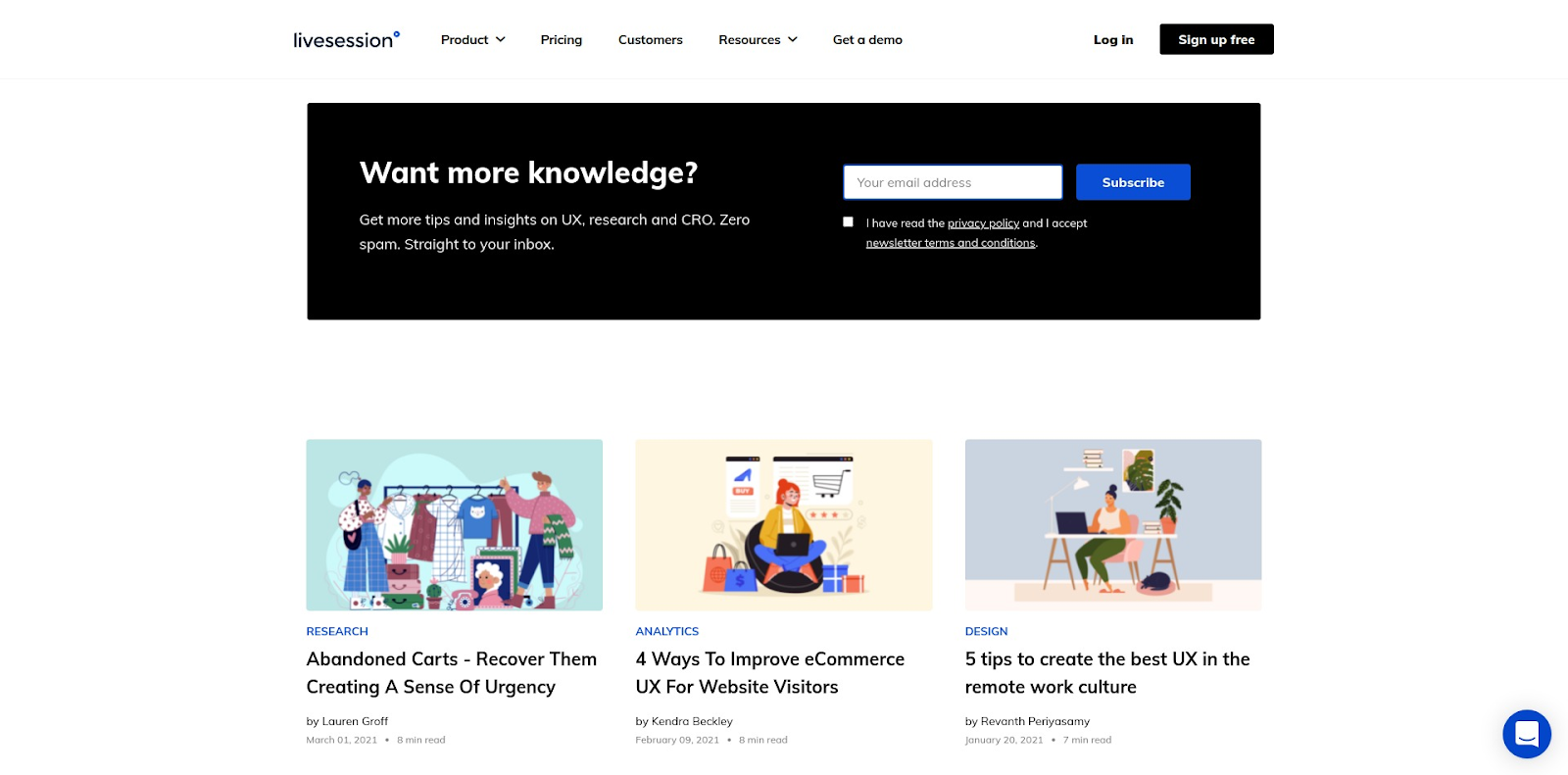 LiveSession Blog page LiveSession Blog - screenshot