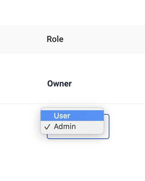 Team tab - list of roles Edit roles - select a role