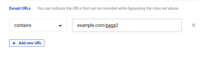 Exclude web address from Don’t record URL Record URLs while bypassing Don’t record URL rules