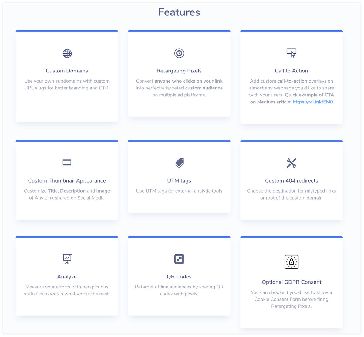 List of features Features