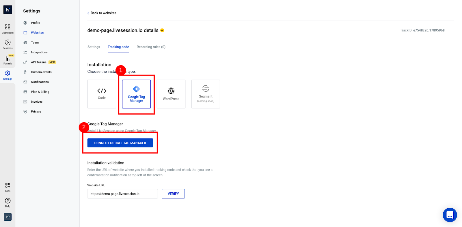 Install with Google Tag Manager Install code instruction