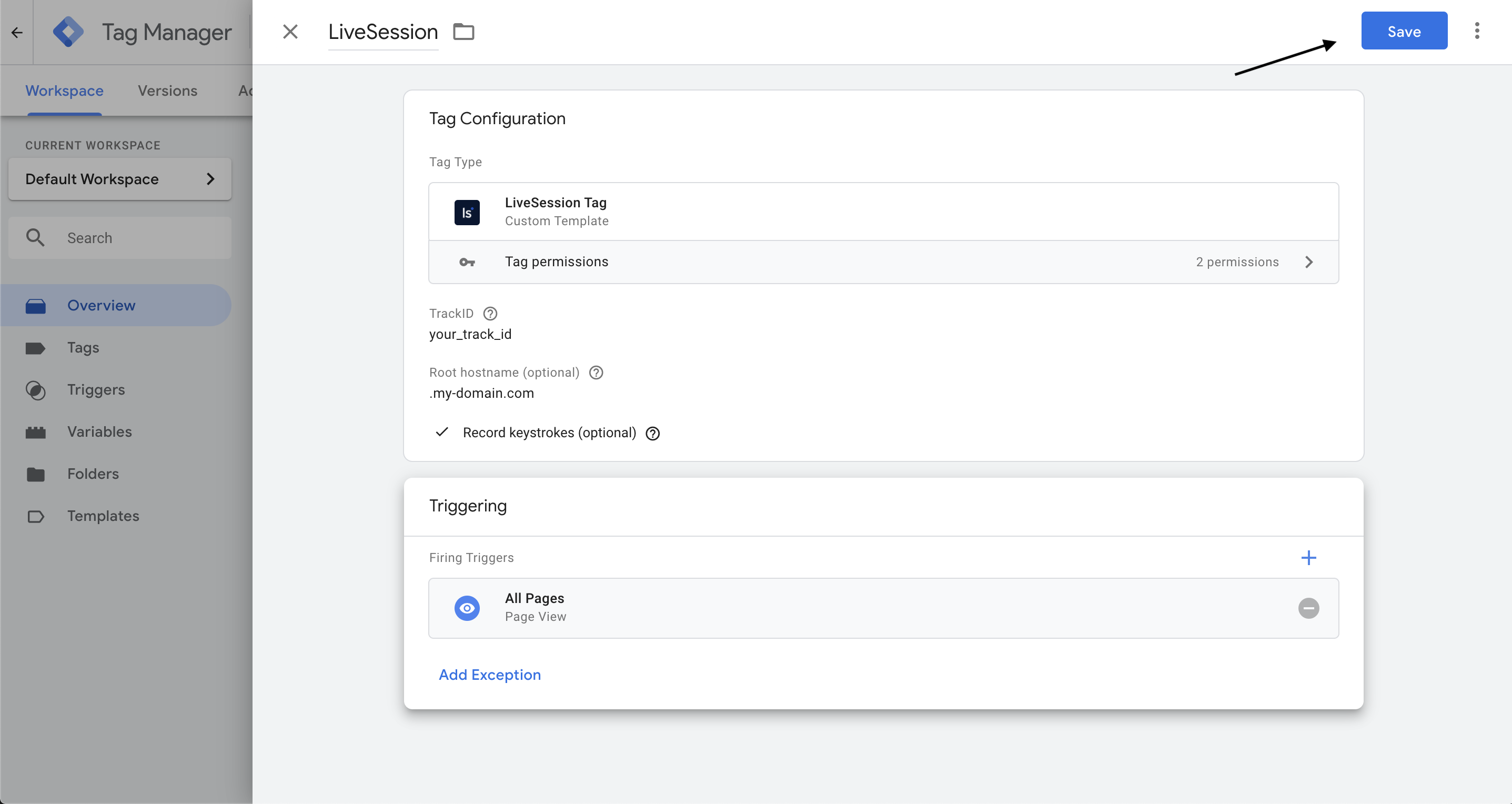 Save Google Tag Manager integration