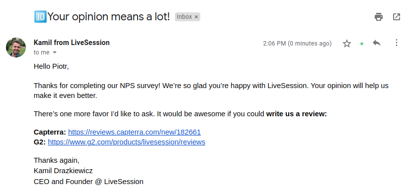 Use Email Personalization LiveSession Email - opinion