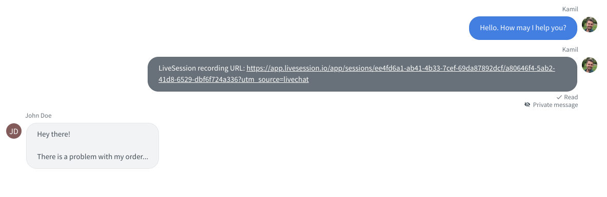 Conversation LiveChat integration