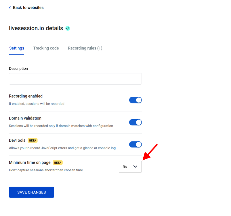 Pop-up window Minimum tim