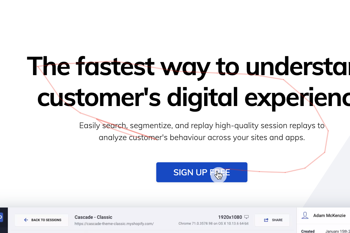 Livesession replay Session replay - mouse movement