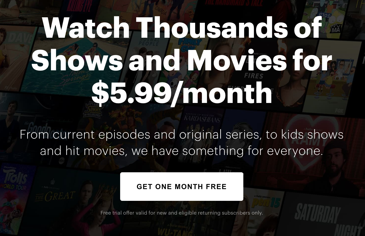 Get one month free - Netflix example of lead - Netlfix