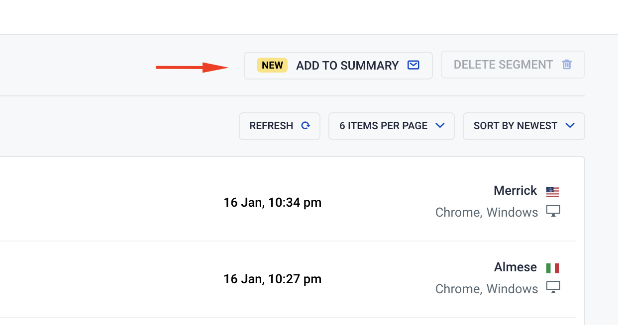 Add to summary Segments notifications - preview