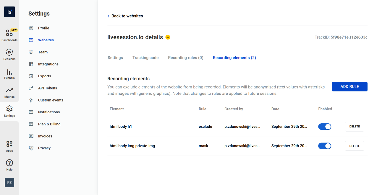 Example recording elements Recording elements