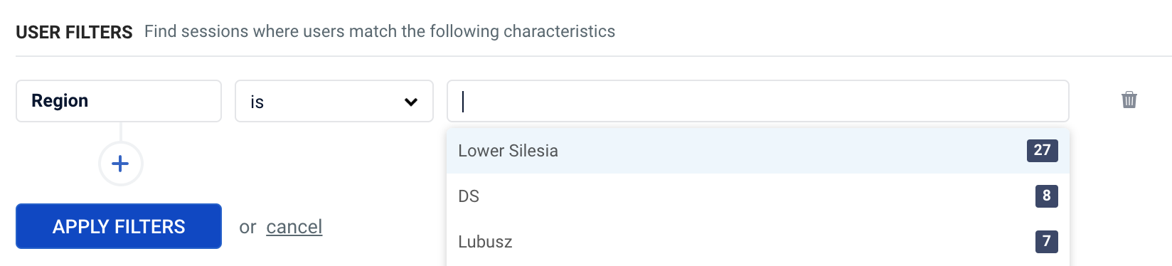 User filters - region segmentation-location-2