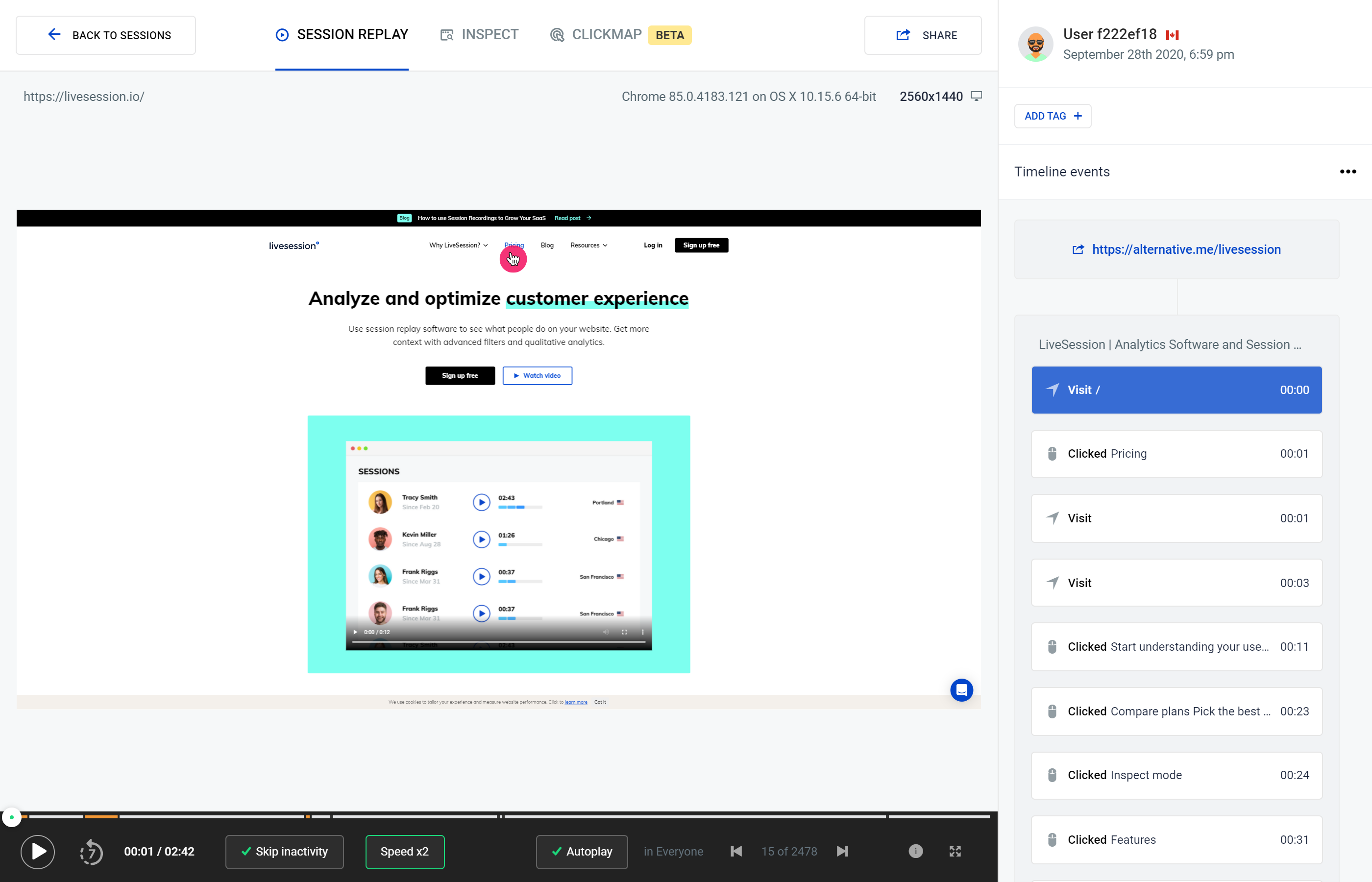 Session LiveSession App - Session