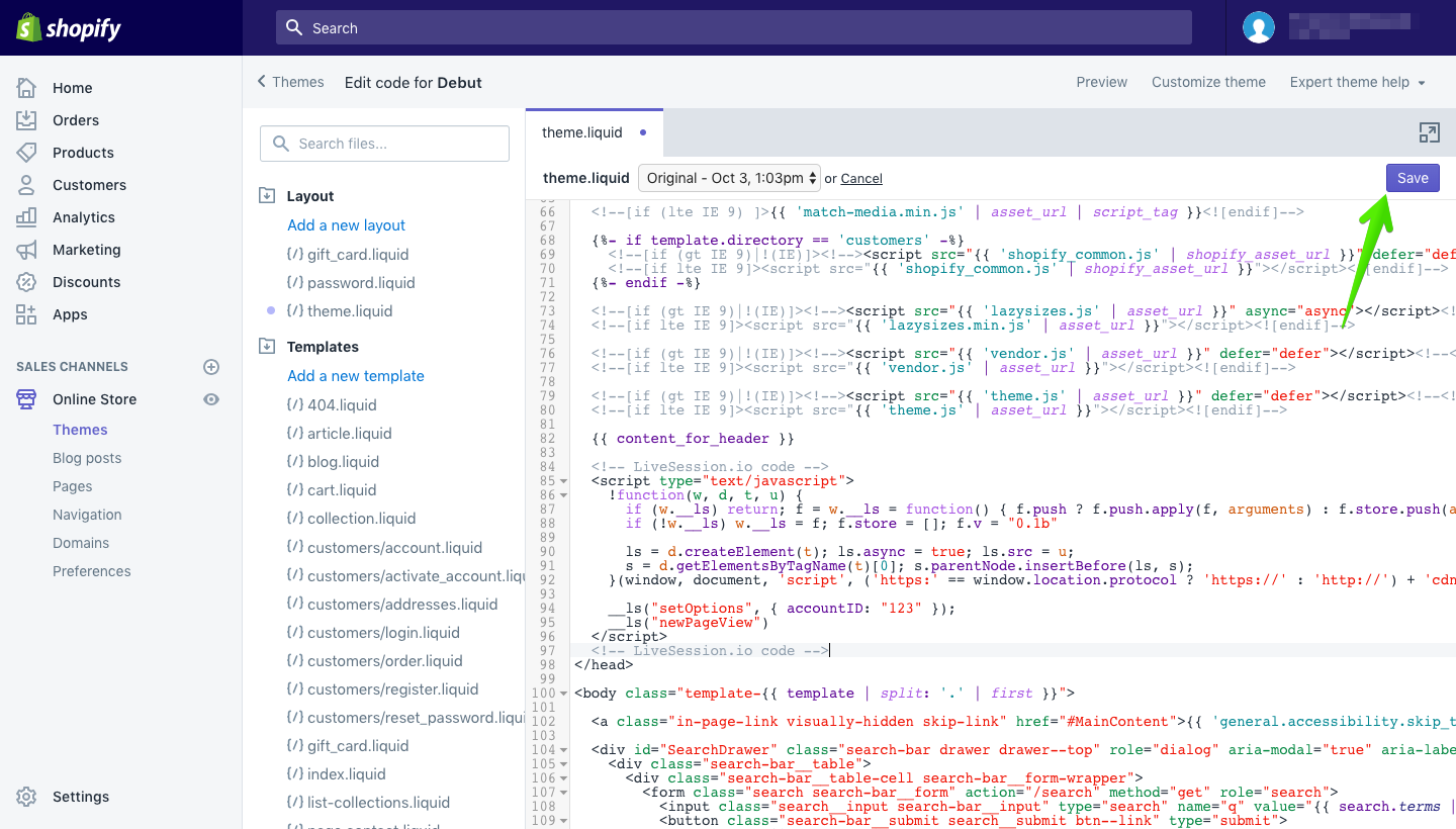 Save Shopify integration