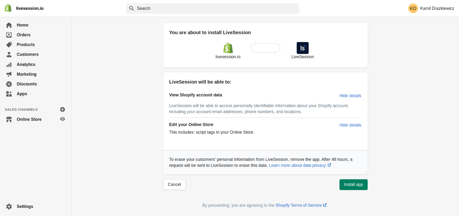Find event on actions list and expand details Google Analytics intergration