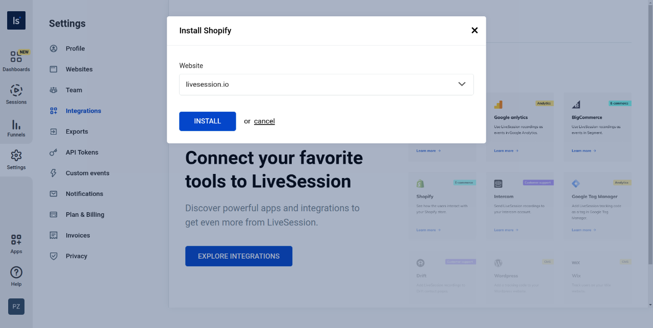 Copy-paste link to your web browser Google Analytics intergration