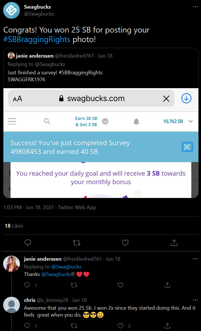 Generate social proof twitter - swagbucks