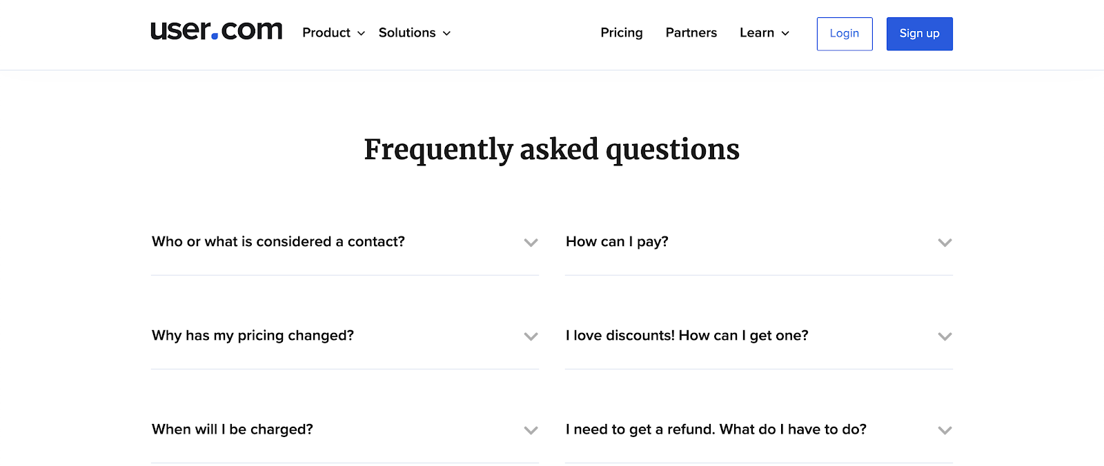 Include a FAQ page user.com FAQ page