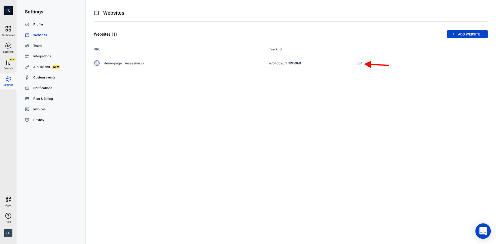 Choose a website Install code instruction
