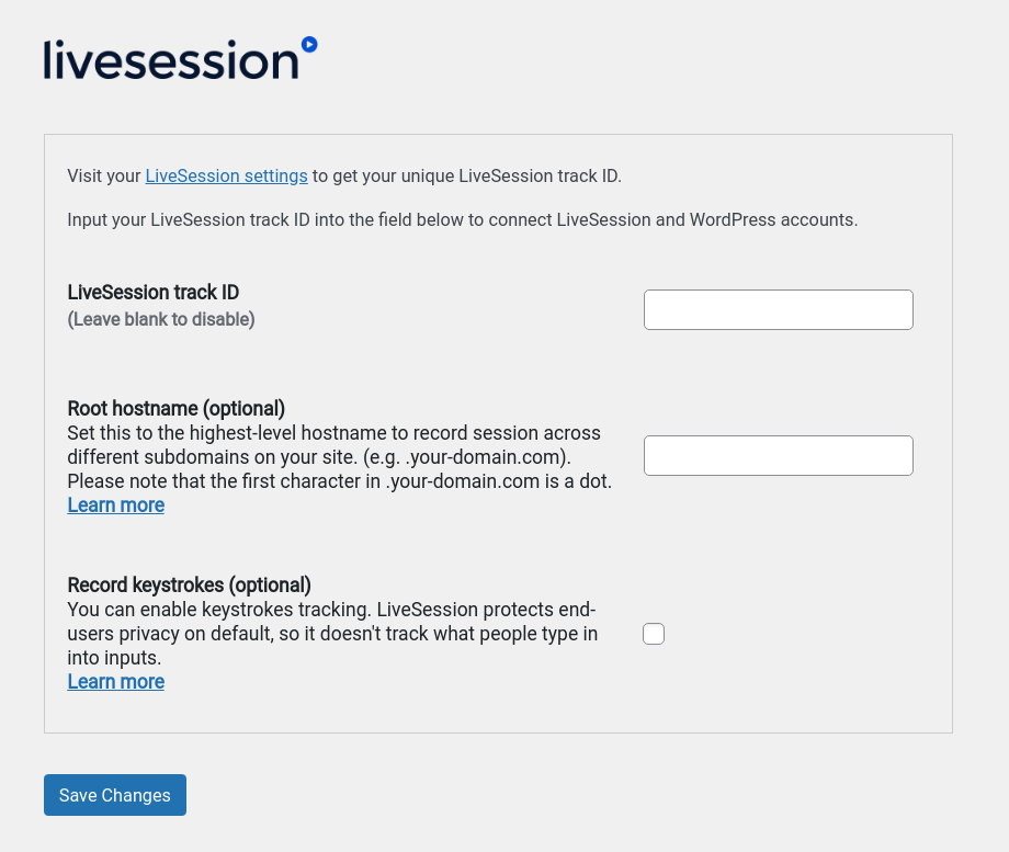 LiveSession plugin setup Wordpress integration
